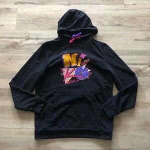 Nike Black Hoodie with Purple and Pink Graphic